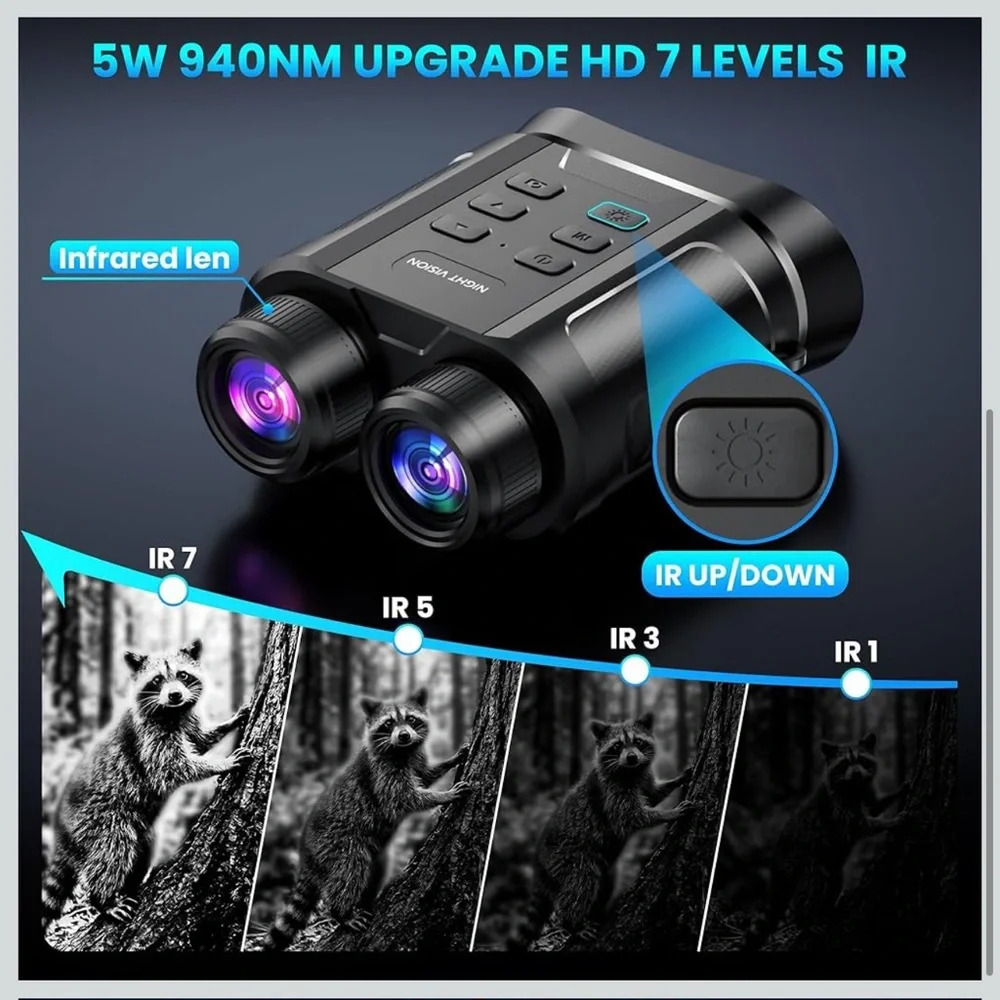Night Vision Goggles 5W upgraded 4K HD IR binoculars -8X digital zoom